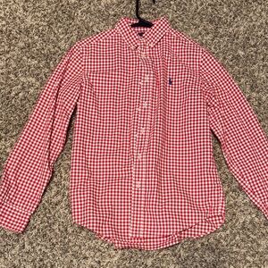 Ralph Lauren Red and White Gingham Button-Down Shirt